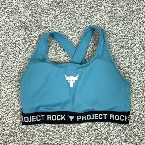 Under Armour Sports Bra Womens Medium Blue Project Rock Crossback Gym Workout